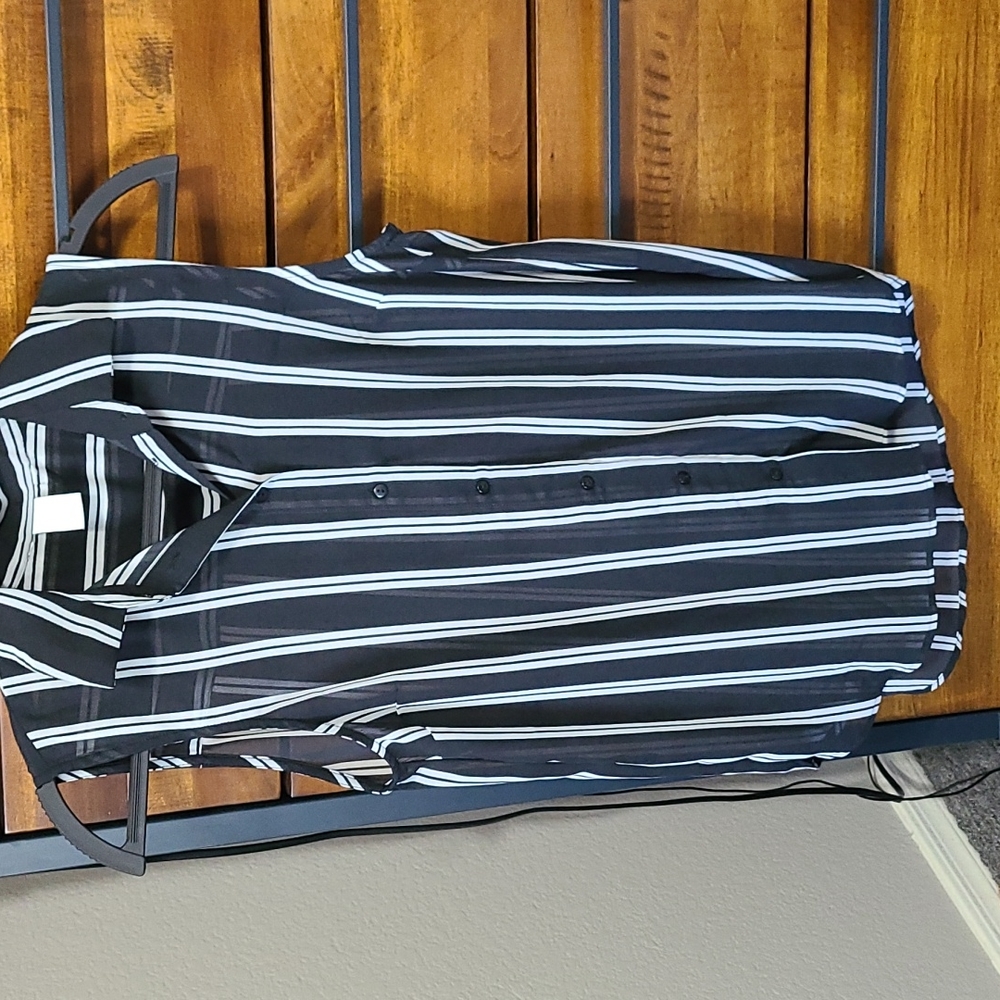 Striped Sleeveless Button Down